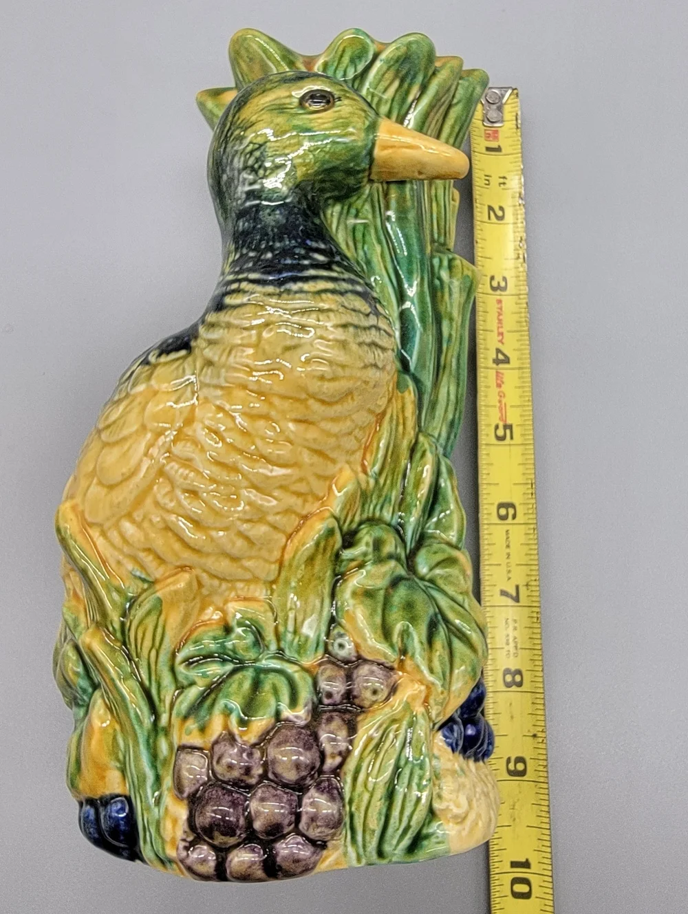 Vintage Majolica Style Mallard Formalities Baum Bros Candlestick Holder